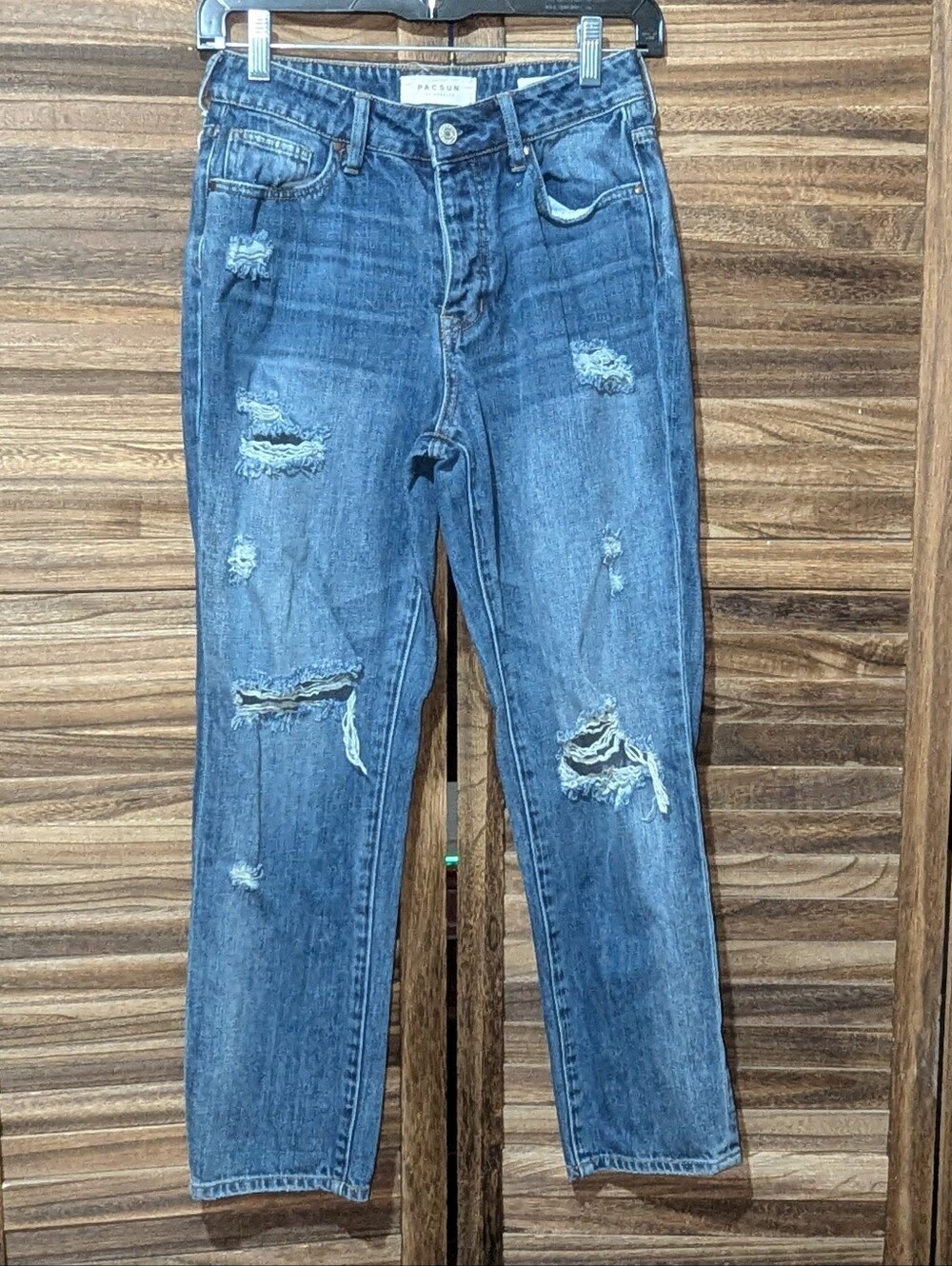 PacSun Distressed Mom Jeans Size 24 Medium Wash Blue Denim